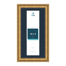 Louis Range Gold Picture, Photo & Poster Frame with Pacific Blue Mount - 16x8" Frame for 14x4" Photo, Gold