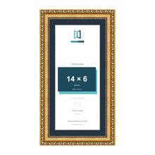 Louis Range Gold Picture, Photo & Poster Frame with Pacific Blue Mount - 16x8" Frame for 14x6" Photo, Gold