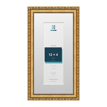 Louis Range Gold Picture, Photo & Poster Frame with White Mount - 16x8" Frame for 12x4" Photo, Gold