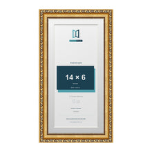 Louis Range Gold Picture, Photo & Poster Frame with White Mount - 16x8" Frame for 14x6" Photo, Gold