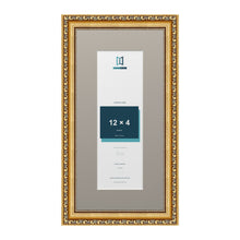 Louis Range Gold Picture, Photo & Poster Frame with Dawn Grey Mount - 16x8" Frame for 12x4" Photo, Gold
