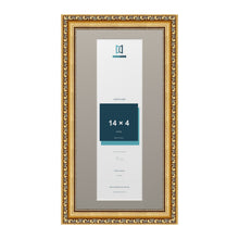 Louis Range Gold Picture, Photo & Poster Frame with Dawn Grey Mount - 16x8" Frame for 14x4" Photo, Gold