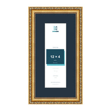 Louis Range Gold Picture, Photo & Poster Frame with Pacific Blue Mount - 16x8" Frame for 12x4" Photo, Gold