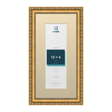 Louis Range Gold Picture, Photo & Poster Frame with Ivory Mount - 16x8" Frame for 12x4" Photo, Gold
