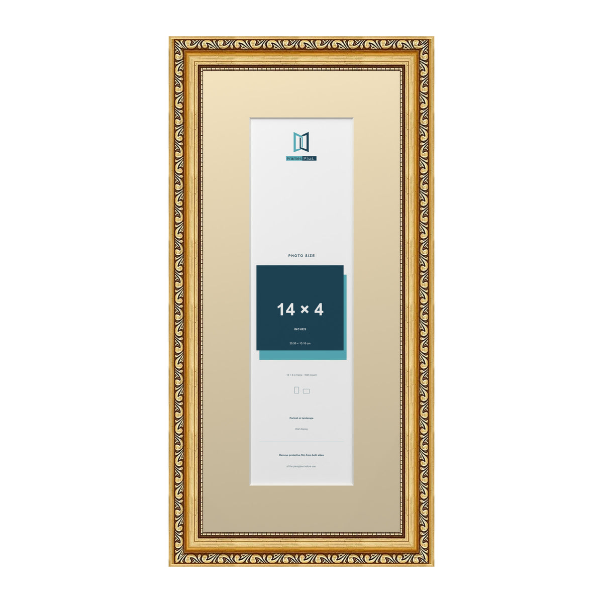 Louis Range Gold Picture, Photo & Poster Frame with Ivory Mount - 18x8" Frame for 14x4" Photo, Gold