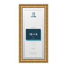 Louis Range Gold Picture, Photo & Poster Frame with White Mount - 18x8" Frame for 16x6" Photo, Gold