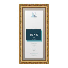 Louis Range Gold Picture, Photo & Poster Frame with Dawn Grey Mount - 18x8" Frame for 16x6" Photo, Gold