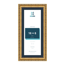 Louis Range Gold Picture, Photo & Poster Frame with Pacific Blue Mount - 18x8" Frame for 16x6" Photo, Gold