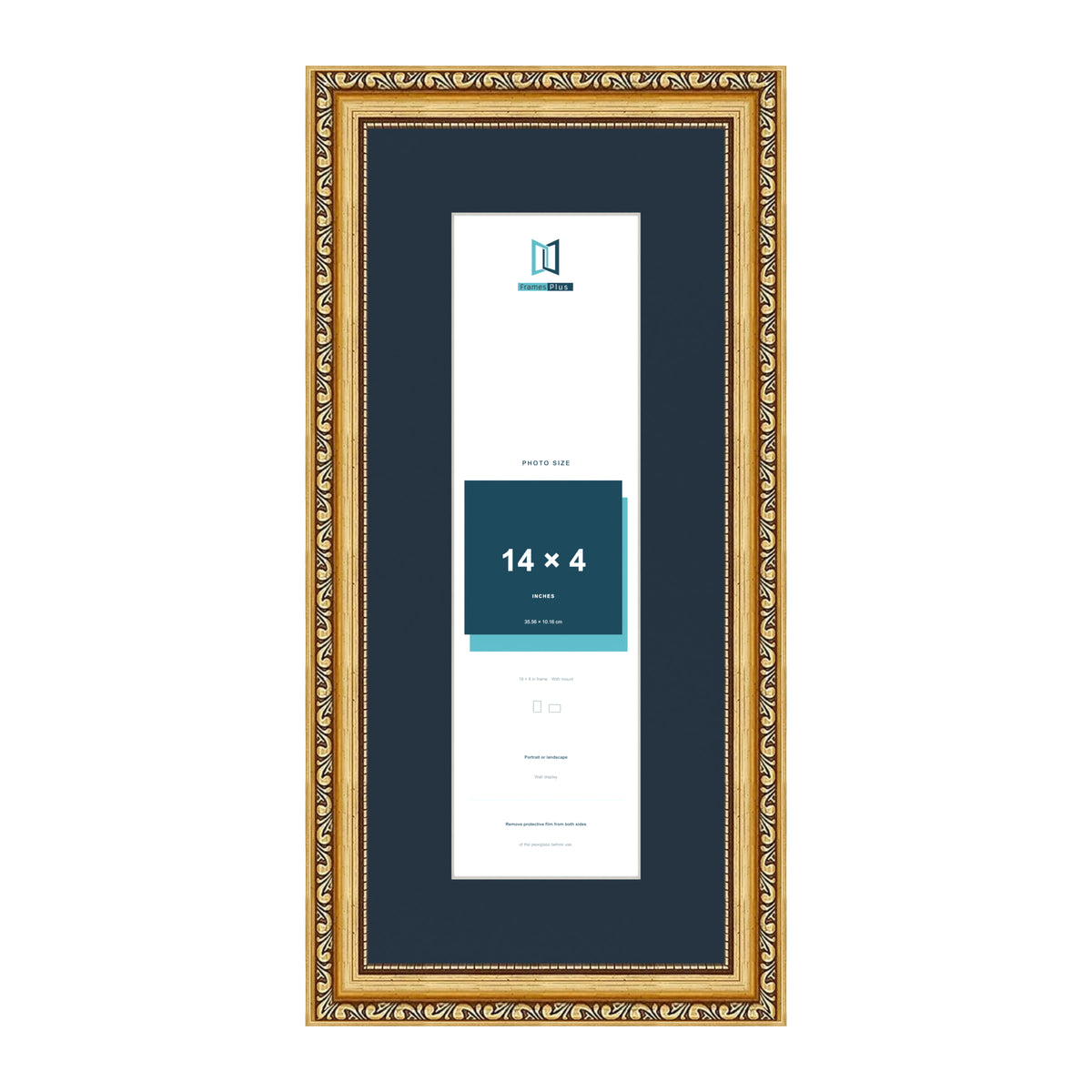 Louis Range Gold Picture, Photo & Poster Frame with Pacific Blue Mount - 18x8" Frame for 14x4" Photo, Gold