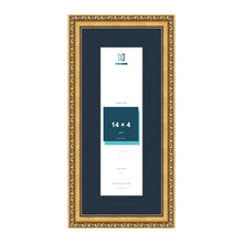 Louis Range Gold Picture, Photo & Poster Frame with Pacific Blue Mount - 18x8" Frame for 14x4" Photo, Gold