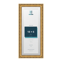 Louis Range Gold Picture, Photo & Poster Frame with White Mount - 20x8" Frame for 18x6" Photo, Gold