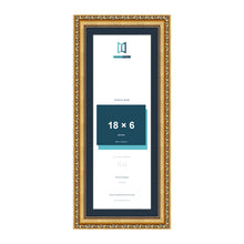 Louis Range Gold Picture, Photo & Poster Frame with Pacific Blue Mount - 20x8" Frame for 18x6" Photo, Gold