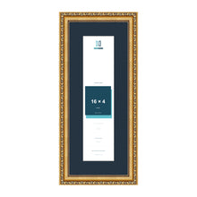 Louis Range Gold Picture, Photo & Poster Frame with Pacific Blue Mount - 20x8" Frame for 16x4" Photo, Gold