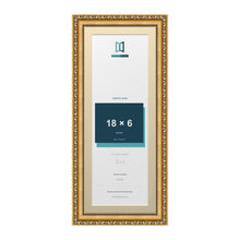 Louis Range Gold Picture, Photo & Poster Frame with Ivory Mount - 20x8" Frame for 18x6" Photo, Gold