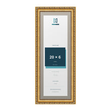 Louis Range Gold Picture, Photo & Poster Frame with Dawn Grey Mount - 22x8" Frame for 20x6" Photo, Gold