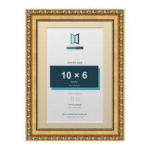 Louis Range Gold Picture, Photo & Poster Frame with Ivory Mount - A4 Frame for 10x6" Photo, Gold