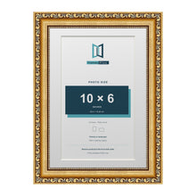 Louis Range Gold Picture, Photo & Poster Frame with White Mount - A4 Frame for 10x6" Photo, Gold
