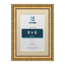 Louis Range Gold Picture, Photo & Poster Frame with Ivory Mount - A4 Frame for 9x6" Photo, Gold