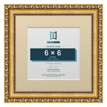 Louis Range Gold Picture, Photo & Poster Frame with Ivory Mount - 9x9" Frame for 6x6" Photo, Gold