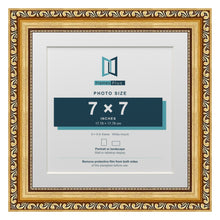 Louis Range Gold Picture, Photo & Poster Frame with White Mount - 9x9" Frame for 7x7" Photo, Gold