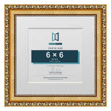 Louis Range Gold Picture, Photo & Poster Frame with White Mount - 9x9" Frame for 6x6" Photo, Gold