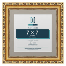 Louis Range Gold Picture, Photo & Poster Frame with Dawn Grey Mount - 9x9" Frame for 7x7" Photo, Gold