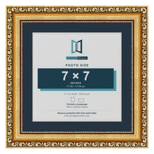 Louis Range Gold Picture, Photo & Poster Frame with Pacific Blue Mount - 9x9" Frame for 7x7" Photo, Gold