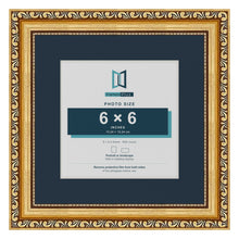 Louis Range Gold Picture, Photo & Poster Frame with Pacific Blue Mount - 9x9" Frame for 6x6" Photo, Gold