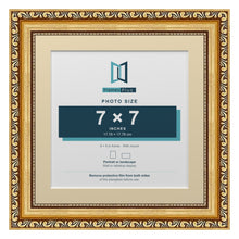 Louis Range Gold Picture, Photo & Poster Frame with Ivory Mount - 9x9" Frame for 7x7" Photo, Gold