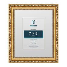 Louis Range Gold Picture, Photo & Poster Frame with White Mount - 11x9" Frame for 7x5" Photo, Gold