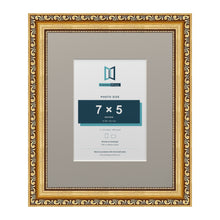 Louis Range Gold Picture, Photo & Poster Frame with Dawn Grey Mount - 11x9" Frame for 7x5" Photo, Gold