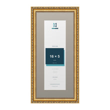 Louis Range Gold Picture, Photo & Poster Frame with Dawn Grey Mount - 20x9" Frame for 16x5" Photo, Gold
