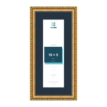 Louis Range Gold Picture, Photo & Poster Frame with Pacific Blue Mount - 20x9" Frame for 16x5" Photo, Gold
