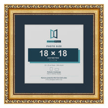 Louis Range Gold Picture, Photo & Poster Frame with Pacific Blue Mount - 25x25cm Frame for 18x18cm Photo, Gold