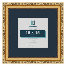 Louis Range Gold Picture, Photo & Poster Frame with Pacific Blue Mount - 25x25cm Frame for 15x15cm Photo, Gold