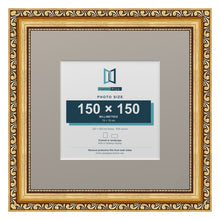 Louis Range Gold Picture, Photo & Poster Frame with Dawn Grey Mount - 25x25cm Frame for 15x15cm Photo, Gold