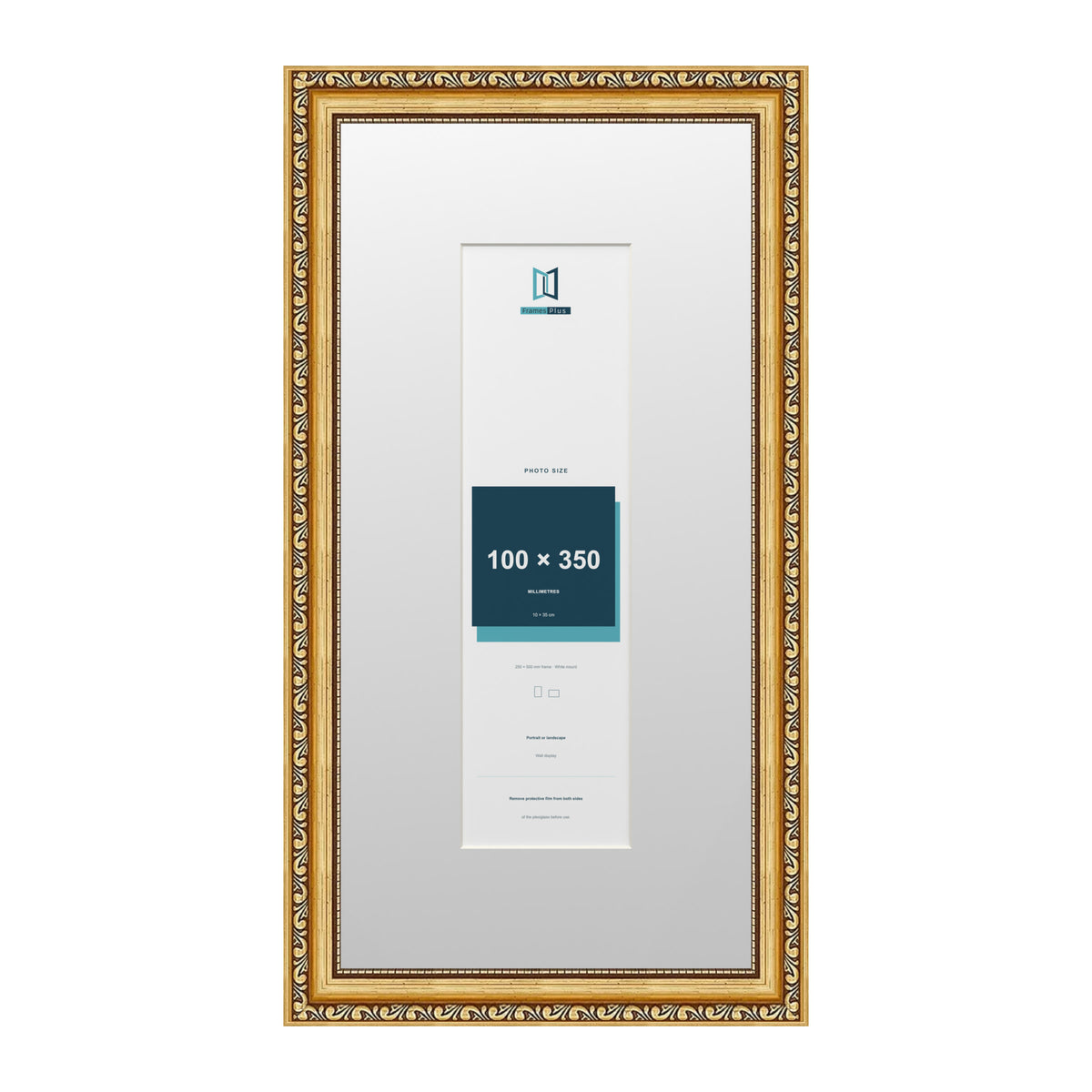 Louis Range Gold Picture, Photo & Poster Frame with White Mount - 50x25cm Frame for 35x10cm Photo, Gold