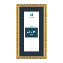 Louis Range Gold Picture, Photo & Poster Frame with Pacific Blue Mount - 50x25cm Frame for 40x15cm Photo, Gold