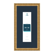 Louis Range Gold Picture, Photo & Poster Frame with Pacific Blue Mount - 50x25cm Frame for 35x10cm Photo, Gold