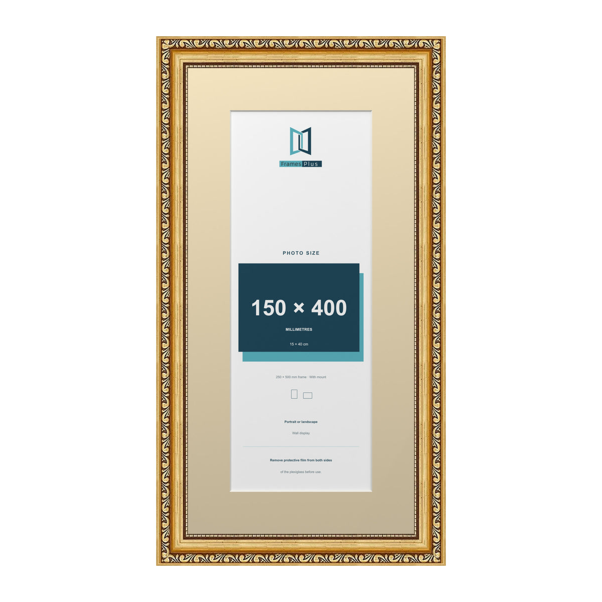 Louis Range Gold Picture, Photo & Poster Frame with Ivory Mount - 50x25cm Frame for 40x15cm Photo, Gold