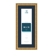 Louis Range Gold Picture, Photo & Poster Frame with Pacific Blue Mount - 60x25cm Frame for 50x15cm Photo, Gold