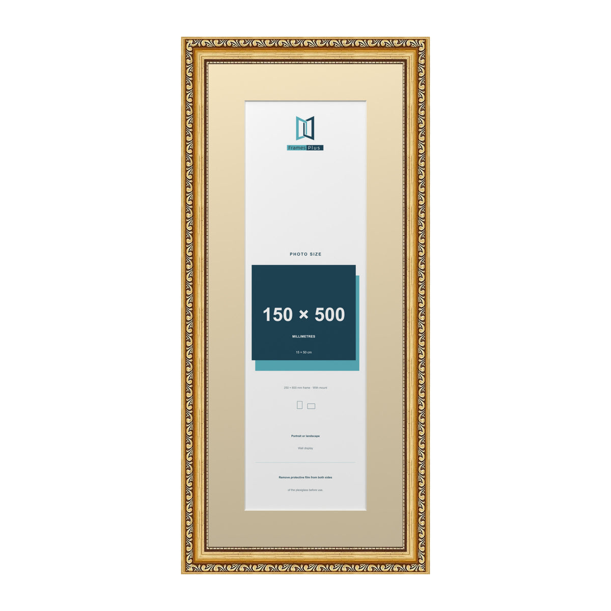 Louis Range Gold Picture, Photo & Poster Frame with Ivory Mount - 60x25cm Frame for 50x15cm Photo, Gold