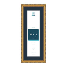 Louis Range Gold Picture, Photo & Poster Frame with Pacific Blue Mount - 65x25cm Frame for 55x15cm Photo, Gold