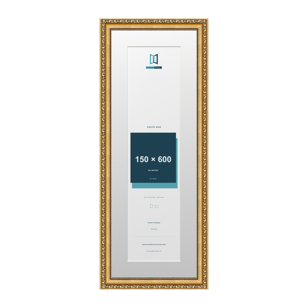 Louis Range Gold Picture, Photo & Poster Frame with White Mount - 70x25cm Frame for 60x15cm Photo, Gold