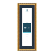 Louis Range Gold Picture, Photo & Poster Frame with Pacific Blue Mount - 70x25cm Frame for 60x15cm Photo, Gold