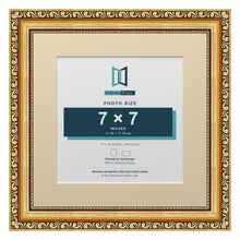 Louis Range Gold Picture, Photo & Poster Frame with Ivory Mount - 10x10" Frame for 7x7" Photo, Gold