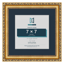 Louis Range Gold Picture, Photo & Poster Frame with Pacific Blue Mount - 10x10" Frame for 7x7" Photo, Gold