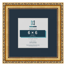 Louis Range Gold Picture, Photo & Poster Frame with Pacific Blue Mount - 10x10" Frame for 6x6" Photo, Gold