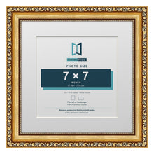 Louis Range Gold Picture, Photo & Poster Frame with White Mount - 10x10" Frame for 7x7" Photo, Gold