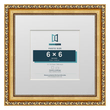 Louis Range Gold Picture, Photo & Poster Frame with White Mount - 10x10" Frame for 6x6" Photo, Gold